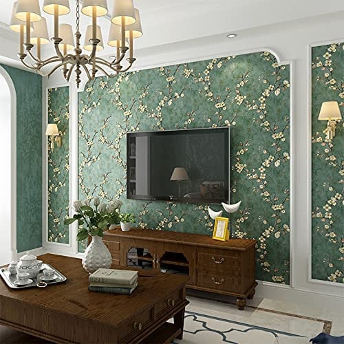 Rouleau de papier peint intissé moderne et minimaliste pour décoration d'intérieur Vert foncé 0,53 m x 10 m = 5,3 m²