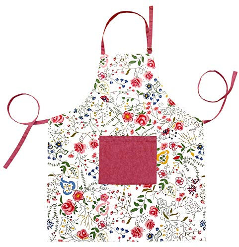 Lashuma Schürze Damen aus Baumwolle, Backschürze 80x65cm, Kochschürze bunt Druck: Blumenranke