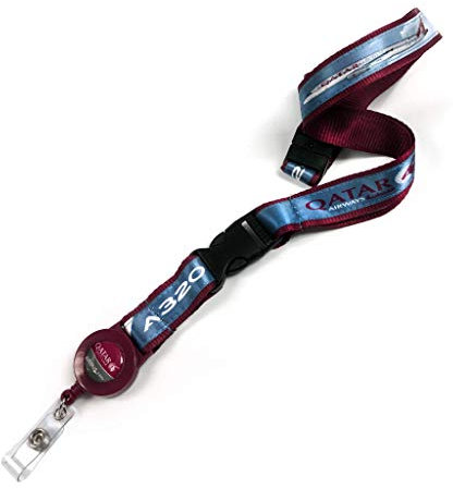 Qatar Airways Airbus A320 Umhängeband aus Satin-Polyester + Ausweishalter