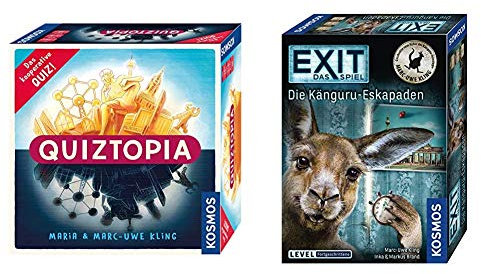 KOSMOS - Quiztopia - Gemeinsam gegen das Spiel, das kooperative Quiz von Marc-Uwe Kling & Das Spiel - Die Känguru-Eskapaden, für Fans von Marc-Uwe Klings Känguru-Geschichten, Level: Fortgeschrittene