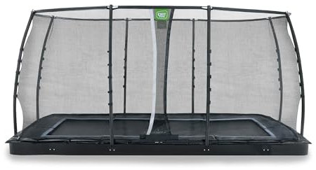 EXIT Toys Dynamic Rechteckiges Groundlevel Trampolin - 244x427cm - Mit Fußschutzsystem - Mit Sicherheitsnetz - Extra Lange Sprungfedern - Rostfrei - Großes Trampolin für Kinder - Schwarz