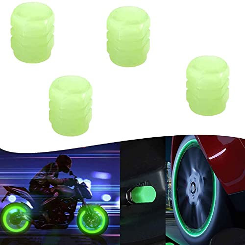 Universal Fluorescent Car Tire Valve Caps 4pcs, Luminous Tire Valve Stem Caps, Durable Dust-Proof Tire Pressure Caps, Glowing Fashion Stem Covers, for Car, Motorcycles, Trucks, Bike (4PCS)