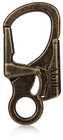 Ahiller Karabiner Schlüsselring Clip, 3 Zoll Zinklegierung Doppelte Verriegelung Schlüsselbund für Outdoor, Schlüsselanhänger Stil Karabinerhaken [Dunkelbronze-1P]