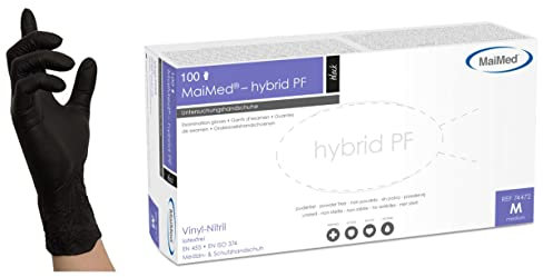 Maimed Vinyl-Nitril Black - hybrid PF Medizin- & Schutzhandschuhe - Allergiker geeignet