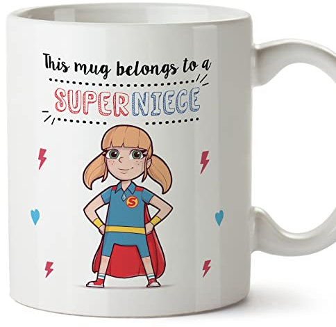 MUGFFINS Niece Mug - in English - Super Family - Funny Gift - Ceramic 11oz Mug