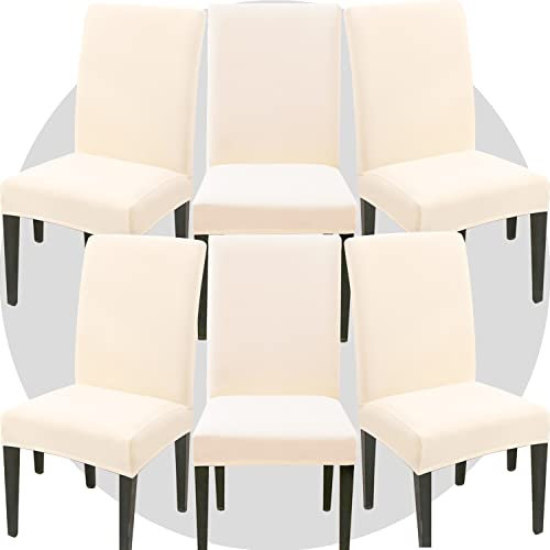ZHILING Stuhlhussen Bezüge Set von 6 Super Fit Stretch abnehmbare waschbare Esszimmerstuhl Protector Cover Sitzbezug für Hotel, Esszimmer, Zeremonie, Bankett Hochzeitsfeier(Beige)