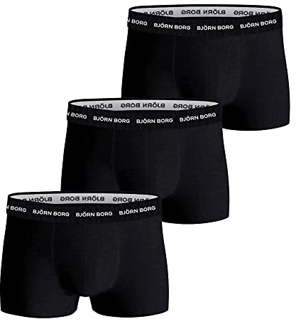Bjorn Borg 3-Pack Geo Print Contrast Waistband Men's Boxer Trunks, Green/Black