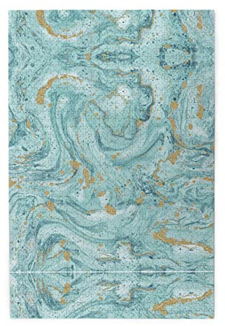 Azurit Teal and Foil Gold Oil Marble Pattern Jigsaw Puzzles 1000 Pieces Picture Puzzles for Adults,Decompression Gift Family Decor Puzzle