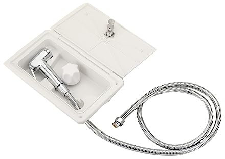 NICCOO RV-Außendusche-Box-Kit, RV Außendusche Duschkasten inkl. Duschschlauch Duschkopf, Außenduschkabine set für Campingdusche Marine Wohnmobil Camper Caravan, 26 * 15.5cm Weiß