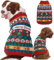 Fiyade Hundepullover Weihnachten, Weihnachtspullover Hundemantel, Weicher Schneeflocken Strickpullover Sweater, Geschenk Hunde Rollkragenpullover Klein Mittelgroße Hunde Katzen, Rot, M