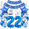 Daimay 22. Geburtstag Dekorationen Blau Geburtstagsdeko Mann Frauen Happy Birthday Banner Konfetti Luftballons Nummer Folienballons Stern Mylar Ballon Tortendeko für 22 Jahre Geburtstagsdeko