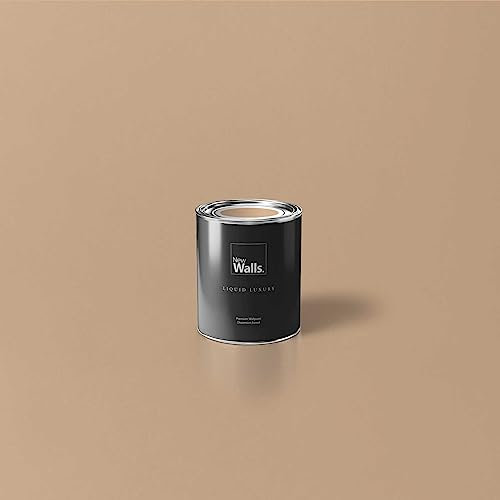 New Walls Premium Wandfarbe Beige, Braunbeige Liquid Luxury Dispersionsfarbe für Innenräume – 1 L