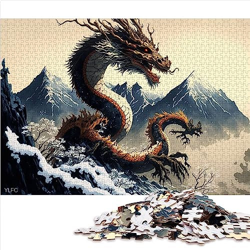 Puzzle für Erwachsene, Drachen-Puzzle für Erwachsene, 1000 Teile, für Erwachsene und Kinder ab 12 Jahren, Papppuzzle, tolles Geschenk für Erwachsene, Größe: 26 x 38 cm