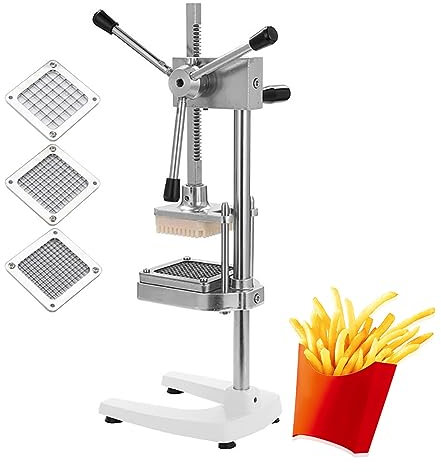 Coupe-frites professionnel, trancheuse manuelle de pommes de terre, hachoir à fruits et légumes en acier inoxydable avec 3 lames de rechange, pour couper les pommes de terre, le concombre, d'autres