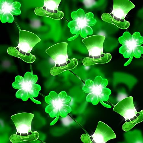 Shinybox St Patricks Day Lichterkette, 3M 30 LED St Patricks Day String Licht, Kleeblatt Lichterketten, Lichterkette für St Patrick Day Heimparty-Dekoration Innen Draussen