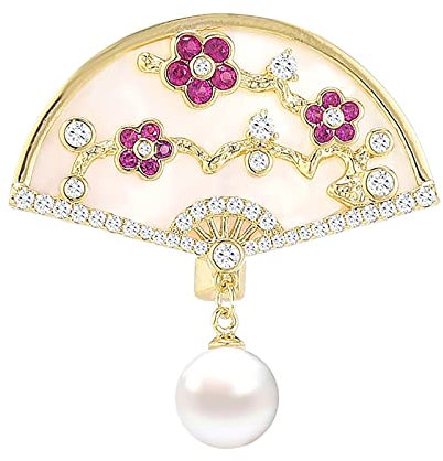 Broche Broches Bijoux Broche Éventail Fleur De Pêcher Femme Cheongsam Hanbok Accessoire Costume Épingles Décoratives