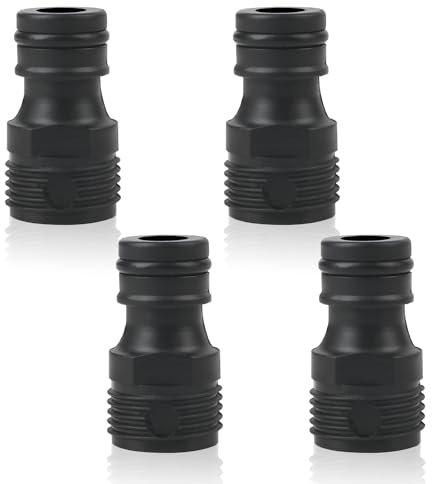 4Pcs Garden Hose Connectors | Round ø 20mm Male Hose Connector and Fitting | Male Hose Pipe Connector Threaded Tap Connector for Hose Pipe