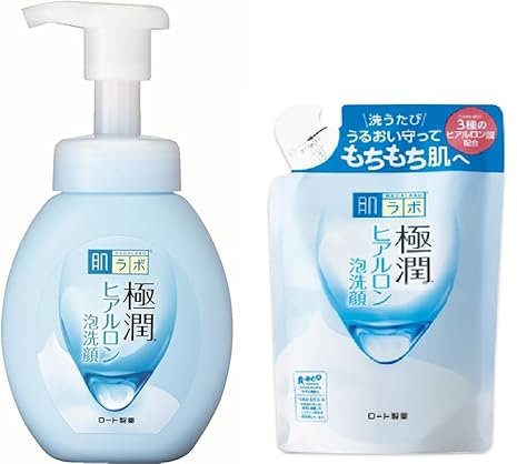 Aburiya Gokujyun Hyaluron Hydratisierender Reinigungsschaum Gesicht, 160ml + Nachfüllflasche 140ml, Made in Japan.