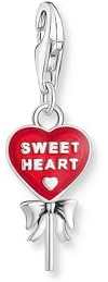 THOMAS SABO Charm-Anhänger roter Herz-Lollipop Silber 925 Sterlingsilber, Geschwärzt, Kaltemail