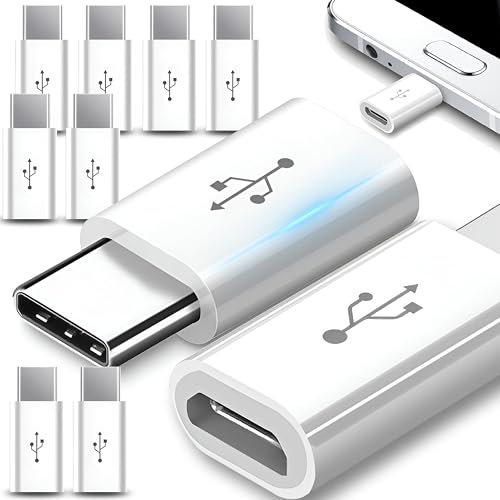 Retoo Lot de 10 adaptateurs micro USB vers USB C - Charge rapide et transfert de données - Compatible avec les ordinateurs portables, tablettes, téléphones portables, PC, téléphones, Huawei, Xiaomi