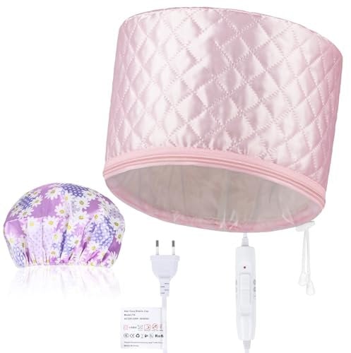 Totofac Heizkappe Heizhaube für Tiefenpflegemittel, Haardampfer Wärmehaube für Haarmasken, 2 Temperaturmodi Haarheizkappe für Spa, Salon, Haus-Schwarz (pink)