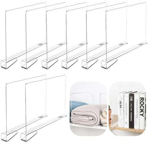 FTISSLY 8 Stück Regaltrenner Kleiderschrank acryl Transparente kleiderschrank Organizer trennwand 30x20cm Shelf dividers for Closets Multifunktionaler Schrank regaltrenner für Schlafzimmer Küche