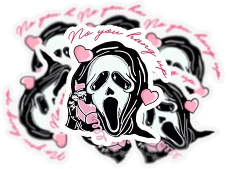 (3PCs) No You Hang Up Funny Meme Ghost Face Horror Movie Halloween Ghost Screaming Quote Gifts Accessories Decal Aesthetic for Kindle Laptop Water Bottle for Teens Adults