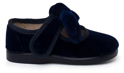 Pisamonas Ballerine con Cinturino Fiocco Velluto Chiusura A Strappo Bambina Misurare 23 Colore Blu