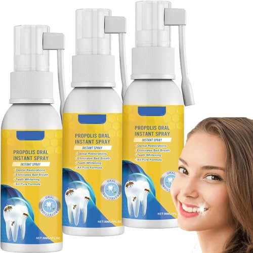 zzqclp Propolis-Mundspray, orales Sofortbehandlungsspray, Atemerfrischungssprays, zahnaufhellendes Mundwasser, reinigt Zahnflecken und Zahnstein