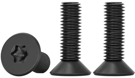 Drenky 20 Piezas M4 x 25mm Tornillos Cabeza Avellanada Torx Tornillos Para Metales Acero Inoxidable Tornillo Mecánico Para Equipos De Maquinaria Y Muebles Para El Hogar, Rosca Completa, Negro