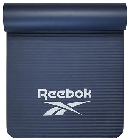 Reebok Pro 10 mm extra dicke Yogamatte, 182,9 x 61 cm, mit einfachem Tragegurt, große, rutschfeste Trainingsmatte mit geriffelter Unterseite für Heimtraining, Pilates, Bodenübungen und