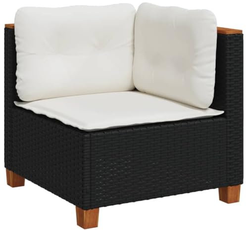 vidaXL Garten-Ecksofa mit Kissen Schwarz Poly Rattan