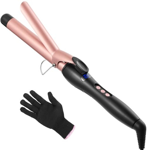 Lockenstab 25mm, Lockenstab Große Locken Haarcurler Keramik Beschichtung, Lockenstäbe mit LCD Display, 80 ℃ -230 ℃ Lockenwickler, mit Handschuh