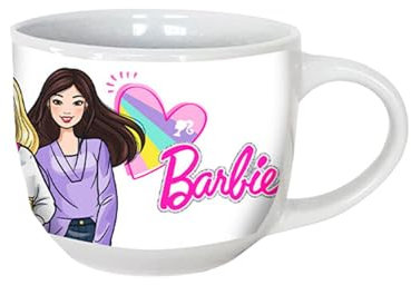 Barbie Taza de Desayuno, Taza de Cerámica, Taza Diseño Muñecas, Set de Regalo para Niñas