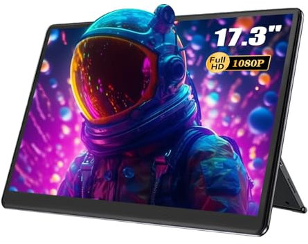 Missun Tragbarer Monitor 17 Zoll, Mobiler Portable Monitor FHD 1920×1080 IPS für Laptop-Bildschirm HDMI USB-C-Monitor kompatibel mit PC, Laptop, PS5/4, Xbox, Mini-PC/PS/Switch