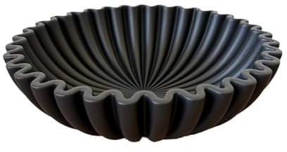 ohfruit Large Decorative Bowl Black Decorative Bowls for Home Decor Modern Living Room Home Office Resin Fluted Bowl Coffee Table Bookshelf Centerpiece Desktop Decoration Black