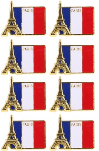 CALLARON 8 Pcs France Flag Pin - Cute Flag Enamel Pins, Metal Eiffel Tower Brooch, Country Flag Pin Badges Decoration for Hat, Coat, Handbag 2.6 x 2.7 x 1 cm