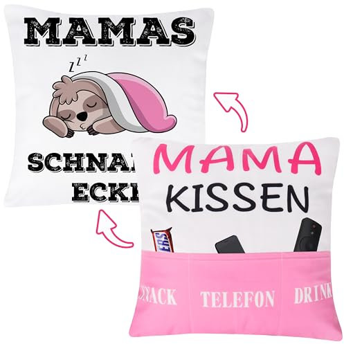 Merclix Kissenbezug 45x45 Mit 3 Tasche - Geschenk für Mama zum Geburtstag, Weihnachten - Lustige Mutter Geburtstagsgeschenke