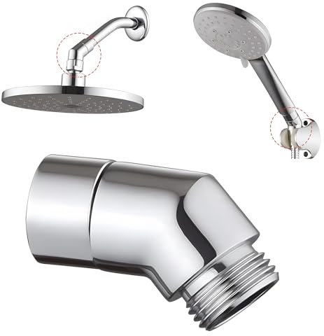 135 Degree Wall Mounted Shower Head Elbow Adapter, G1/2 Connector, Solid Brass Extension Arm, Fittings for Fixed Shower Head