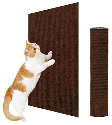 ENONCI Alfombrilla para rascar gatos, protectores de arañazos autoadhesivos para sofá, alfombras y muebles, protector de sofá reutilizable (marrón, 15.7 x 23.6 pulgadas)