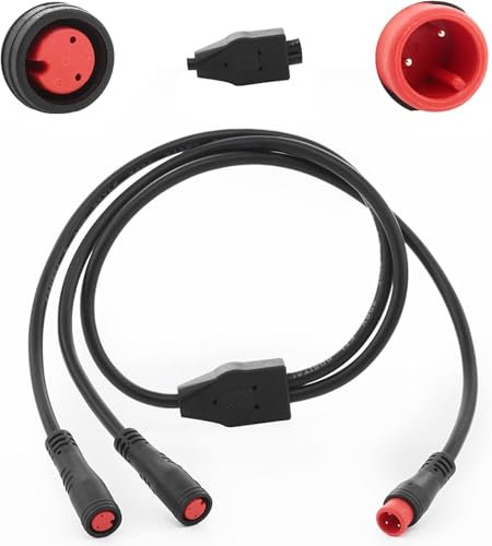 baluoqi Y-Split Verlängerungskabel 2Pin 1T2 Verlängerungskabel mit wasserdichtem Stecker für Ebike Licht, Getriebesensor und Bremse im Ebike Umbausatz(2 Stück, 7 in der Länge)