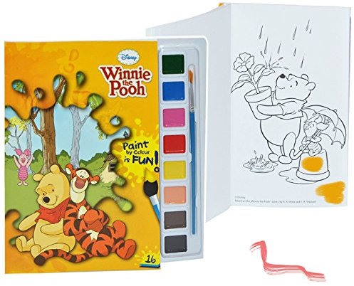 alles-meine.de GmbH Malbuch/Malblock mit 8 Wasserfarben + Pinsel - Winnie The Pooh Bär - Malvorlagen Puuh Tigger - Aufkleber für Jungen Mädchen Malbücher Farben Vorlagen - Wass..