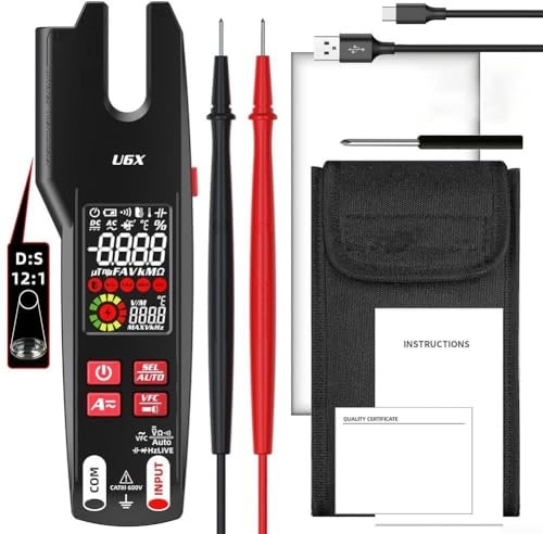Multimètre numérique à mâchoire ouverte, thermomètre infrarouge et fonction VFC, pince multimètre numérique pour mesure de courant et de tension CA/CC