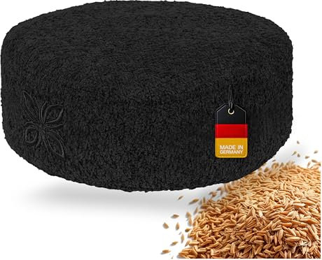 OMNANA® Cushy™ Meditationskissen rund – Sitzkissen 10cm/15cm/20cm hoch – Bouclé Yogakissen mit Dinkelfüllung – Bodenkissen, Kissen für Meditation & Entspannung – Made in Germany