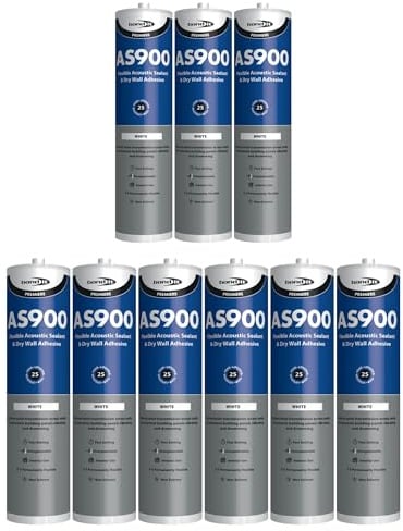Bond It AS900 Acoustic Sealant & Wall Board Adhesive – 9x White, 900ml | Noise-Reducing – Flexible – Over-Paintable | Solvent-Free Joint Filler for Plasterboard – Ceilings – & Interiors
