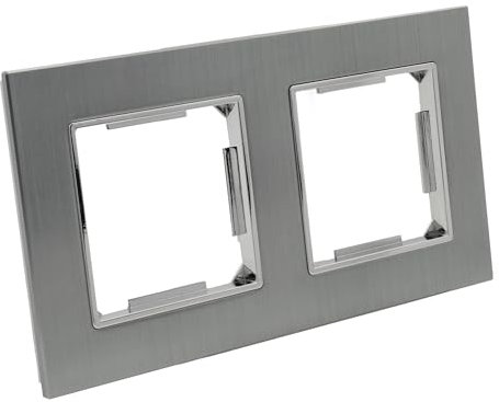 Jandei - Marco de 2 Módulos Aluminio Mate, para Instalaciones de Mécanismos Estándar, Interruptores, Enchufes... (Aluminio)