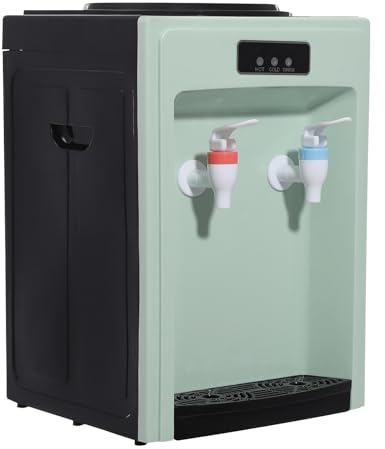 Distributeur d'eau électrique, 220V Fontaine à Eau Bureau Maison Machine à Boissons Chaudes et Froides - Distributeur d'eau Chaude Seau Machine à Eau Bouilloire, 24×24×36cm (Noir + Vert)