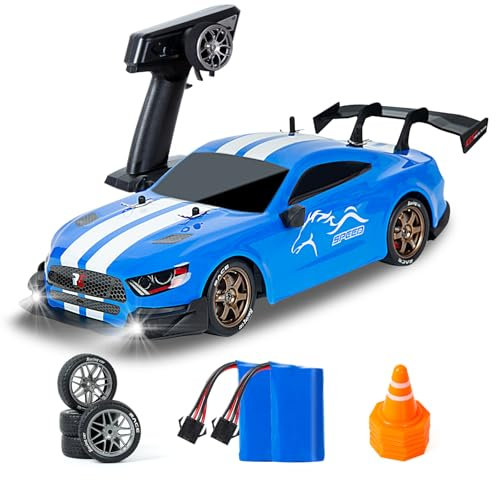 BORSTOYPRO Ferngesteuertes Auto, 1:14 Ferngesteuertes Drift Auto 4WD GT Drifting RC Cars Drifting mit Proportionalgashebel Rennsport Spielzeug für Erwachsene Jungen Kinder (Blau)
