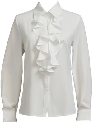 Taiduosheng Victoria, camicia da donna in pizzo con colletto alto e colletto alto a maniche lunghe, camicia aderente per ufficio e affari