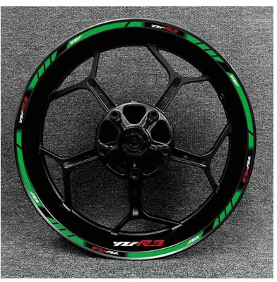 17 Zoll Rad Hub Aufkleber Dekorative Geeignet Für YZF R3 Felge Reflektierende Aufkleber Motorrad Felgenaufkleber(Green)